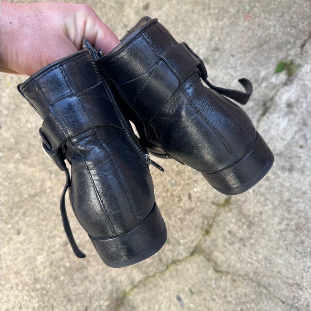 Frye Melissa Knotted Harness Black Leather Boots Womens 8.5 B Biker Ankle Boot - Picture 4 of 6